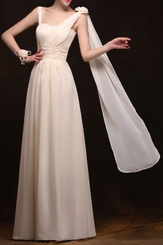 Chiffon Straps Column Dress with Handmade Flower