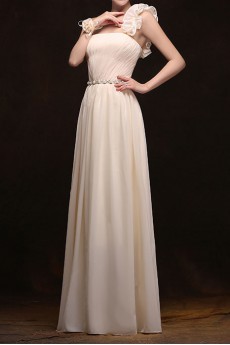 Chiffon One-shoulder Column Dress with Ruffles