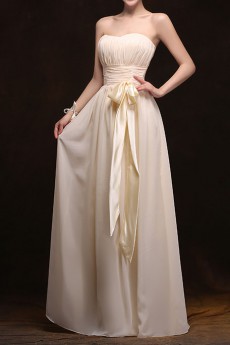 Chiffon Strapless Column Dress with Sash