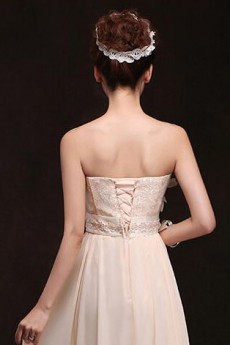 Chiffon Strapless Column Dress with Handmade Flower