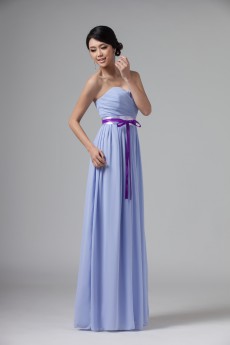 Chiffon Strapless Column Dress with Ruffles