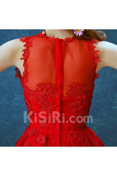 Lace, Organza V-neck Mini/Short Sleeveless Ball Gown Dress with Embroidered