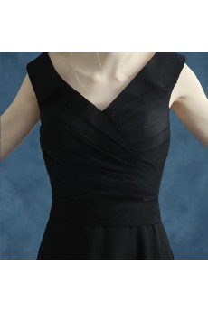 Chiffon V-neck Floor Length Cap Sleeve A-line Dress with Ruched