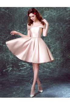 Satin Off-the-Shoulder Mini/Short Ball Gown Dress