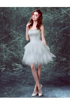 Tulle Sweetheart Mini/Short Sleeveless Ball Gown Dress with Feather