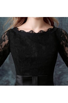 Lace, Satin Scoop Mini/Short Half Sleeve Ball Gown Dress with Embroidered, Bow