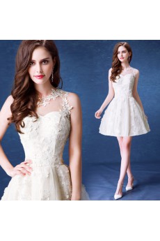 Lace, Organza Jewel Mini/Short Sleeveless Ball Gown Dress