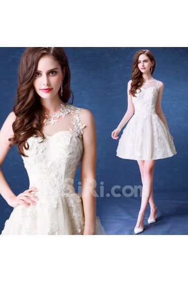 Lace, Organza Jewel Mini/Short Sleeveless Ball Gown Dress