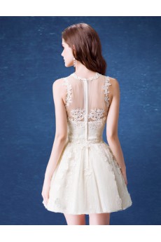 Lace, Organza Jewel Mini/Short Sleeveless Ball Gown Dress