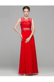 Chiffon Jewel Floor Length Sleeveless A-line Dress with Rhinestone, Sequins