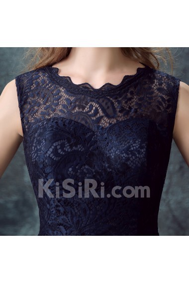 Lace Scoop Floor Length Sleeveless Mermaid Dress with Embroidered