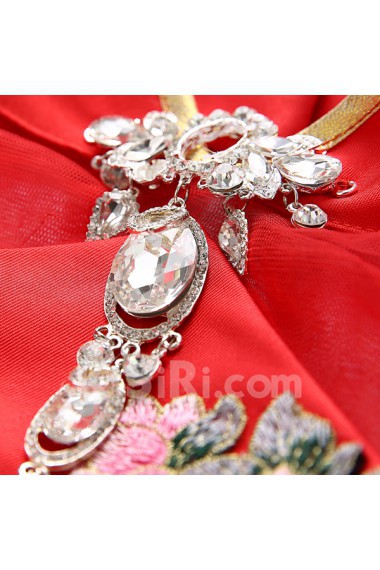 Satin High Collar Floor Length Sleeveless Mermaid Dress with Embroidered, Rhinestone