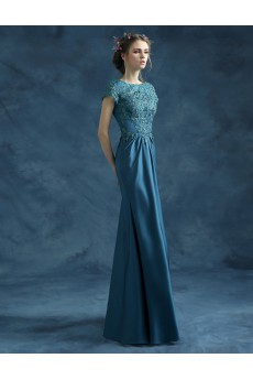 Chiffon, Lace Jewel Floor Length Cap Sleeve Sheath Dress with Embroidered, Sequins