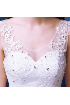 Organza, Lace Scoop Floor Length Sleeveless Ball Gown Dress with Embroidered, Rhinestone