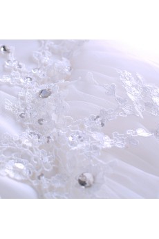 Organza, Lace Scoop Floor Length Sleeveless Ball Gown Dress with Embroidered, Rhinestone