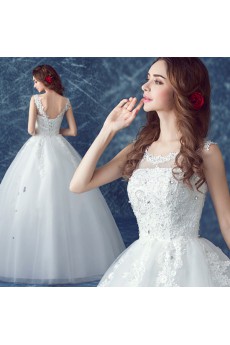 Organza Scoop Floor Length Sleeveless Ball Gown Dress with Rhinestone