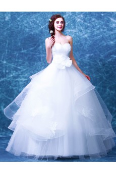 Tulle Sweetheart Floor Length Sleeveless Ball Gown Dress with Bow