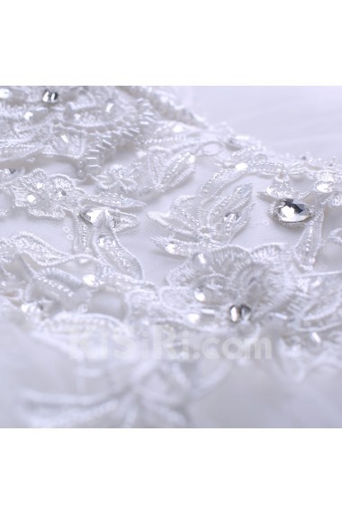 Tulle, Lace Scallop Floor Length Sleeveless Ball Gown Dress with Rhinestone, Sequins