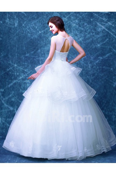 Lace, Organza Scoop Floor Length Cap Sleeve Ball Gown Dress with Sequins