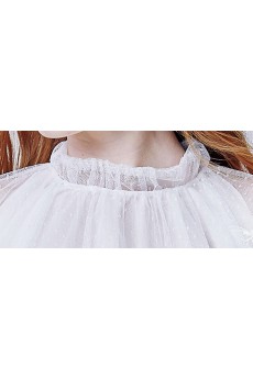 Tulle High Collar Mini/Short Three-quarter Dress with Handmade Butterfly