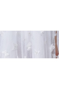 Tulle High Collar Mini/Short Three-quarter Dress with Handmade Butterfly