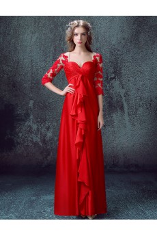 Chiffon Sweetheart Floor Length Half Sleeve Sheath Dress with Ruched