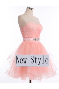 Tulle, Satin Sweetheart Mini/Short Sleeveless Ball Gown Dress with Rhinestone