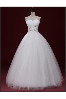 Tulle Sweetheart Floor Length Sleeveless Ball Gown Dress with Applique, Sequins