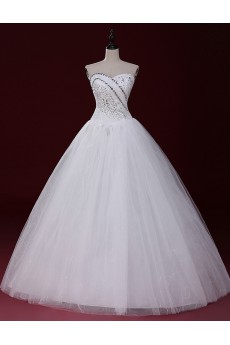 Tulle Sweetheart Floor Length Sleeveless Ball Gown Dress with Sequins, Rhinestone