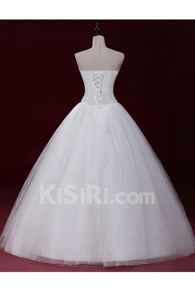 Lace, Tulle Strapless Floor Length Sleeveless Ball Gown Dress with Applique, Rhinestone