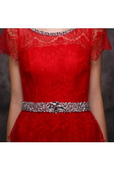 Chiffon Scoop Floor Length Cap Sleeve Sheath Dress with Rhinestone