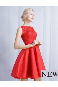 Tulle, Lace Jewel Mini/Short Sleeveless A-line Dress with Bow