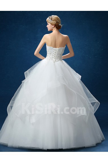 Organza Scallop Floor Length Sleeveless Ball Gown Dress with Lace