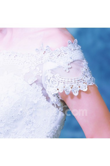 Tulle, Lace Off-the-Shoulder Floor Length Ball Gown Dress with Sequins