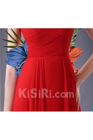 Chiffon Scoop Sweep Train Sleeveless Sheath Dress with Beads