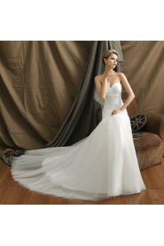 Tulle Sweetheart Chapel Train Sleeveless Mermaid Dress with Flower