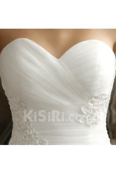 Tulle Sweetheart Chapel Train Sleeveless Mermaid Dress with Flower
