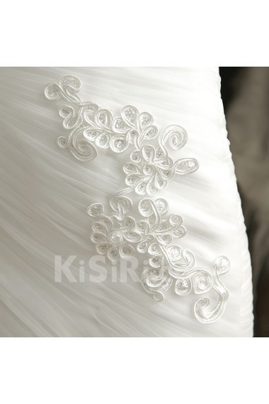 Tulle Sweetheart Chapel Train Sleeveless Mermaid Dress with Flower