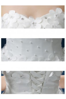 Tulle Sweetheart Cathedral Train Sleeveless Ball Gown Dress with Handmade Flowers, Beads