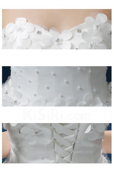 Tulle Sweetheart Cathedral Train Sleeveless Ball Gown Dress with Handmade Flowers, Beads