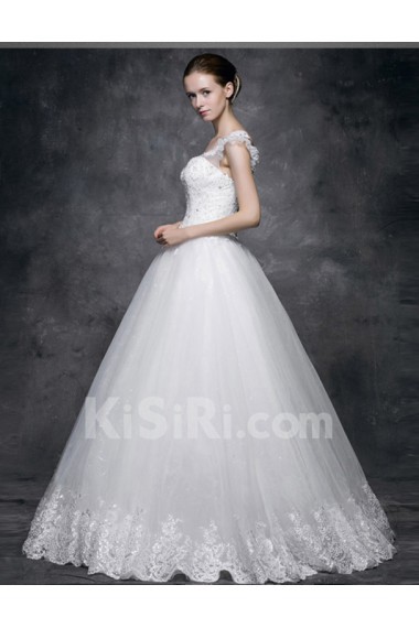 Lace, Satin V-neck Floor Length Cap Sleeve A-line Dress with Sequins
