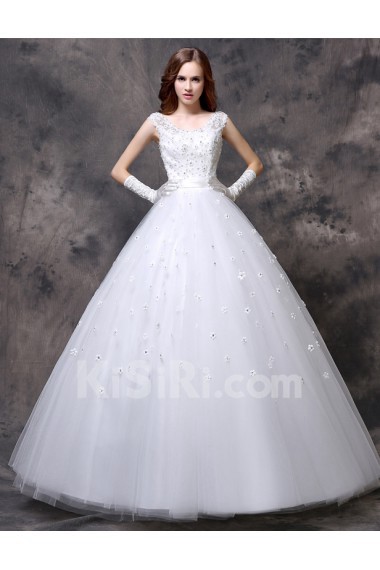 Organza, Lace V-neck Floor Length Cap Sleeve Ball Gown Dress with Sequins, Handmade Flowers