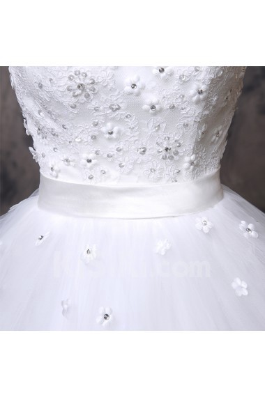 Organza, Lace V-neck Floor Length Cap Sleeve Ball Gown Dress with Sequins, Handmade Flowers