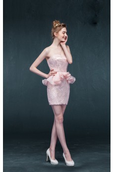Organza, Lace Sweetheart Mini/Short Sleeveless Sheath Dress