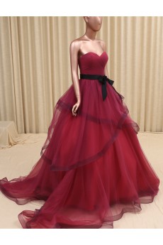 Organza Sweetheart Floor Length Sleeveless A-line Dress with Bow