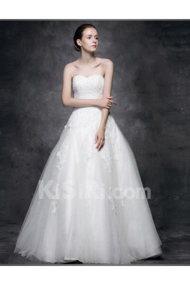 Lace, Satin Sweetheart Floor Length Sleeveless A-line Dress with Beads, Sash
