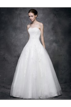 Lace, Satin Sweetheart Floor Length Sleeveless A-line Dress with Beads, Sash