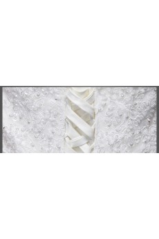 Lace, Satin Sweetheart Floor Length Sleeveless A-line Dress with Beads, Sash