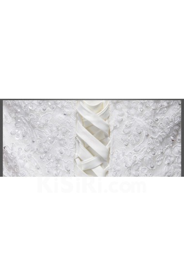 Lace, Satin Sweetheart Floor Length Sleeveless A-line Dress with Beads, Sash