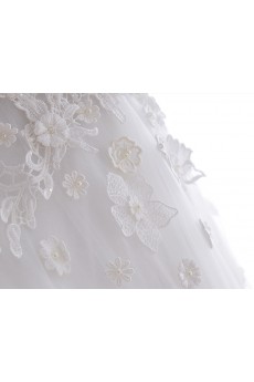 Lace, Tulle Scoop Mini/Short Short Sleeve A-line Dress with Pearl, Rhinestone